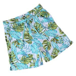 Emily Daniels Pull On Burmuda Shorts Womens Size M Floral Print Pockets‎ Tie